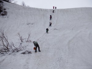 斜面に階段をつけました。